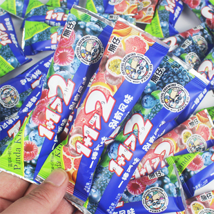 熊仔1棒2味酸砂棒棒糖混合果汁糖彩虹双拼糖果网红创意儿童零食