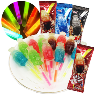 励乐网红荧光棒棒糖蓝色经典 夜光可乐汽水糖儿童小零食玩具糖果