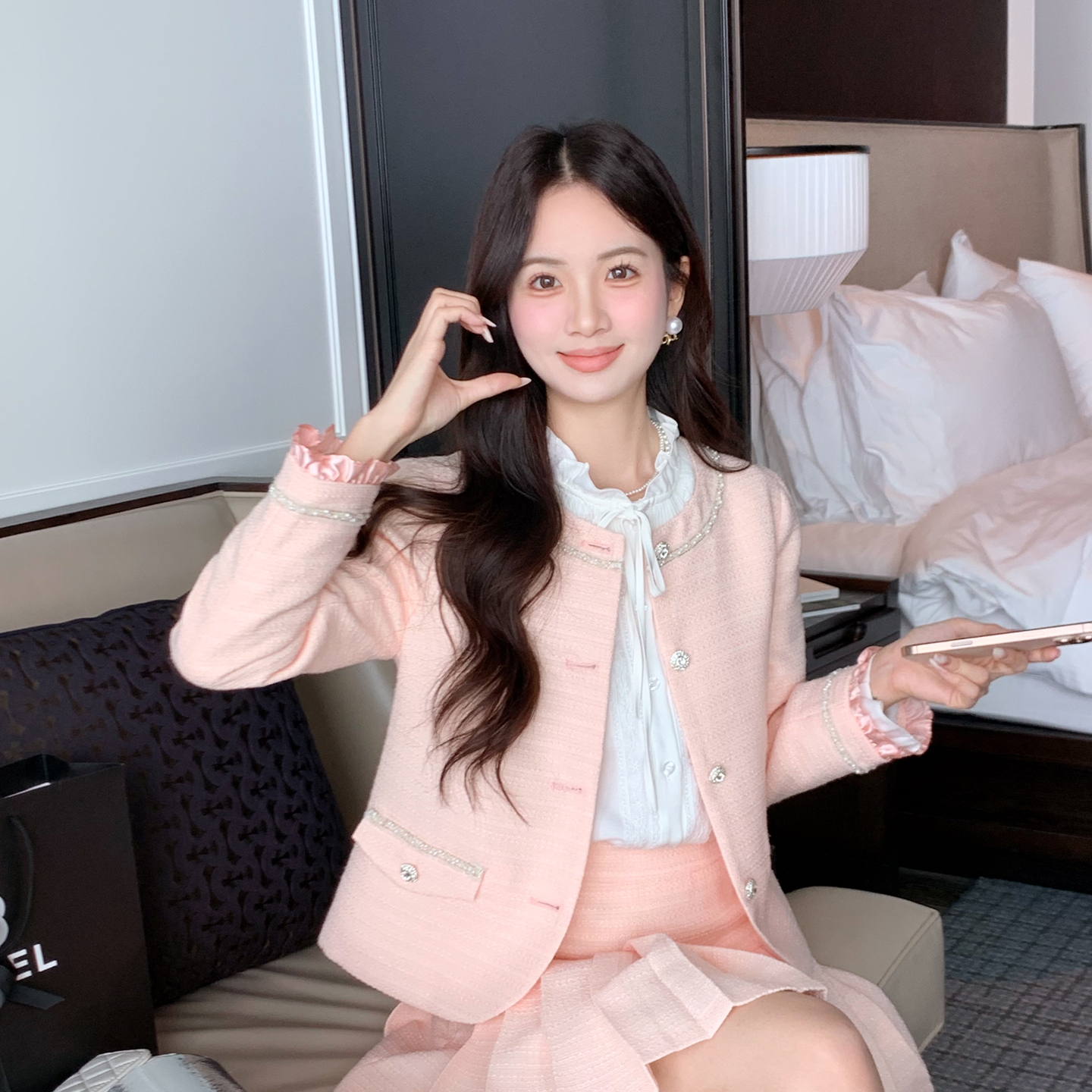 韩版洋气小香风长袖短款外套