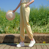 幸运兔卫裤 女 松紧腰双色刺绣裤 ATAR清货 子休闲百搭显瘦长裤 潮子