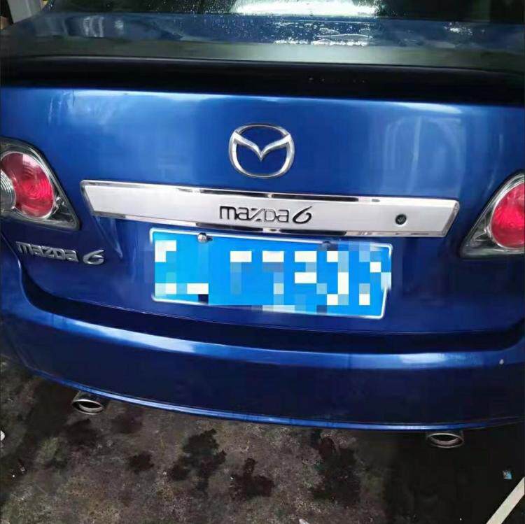 适用马自达6后饰条 m6后备箱亮条不锈钢 马6后盖尾门后标下装饰条