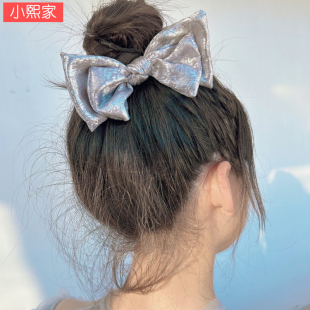 气质公主银色蝴蝶结皮筋韩系女童发圈儿童发饰女孩丸子头宝宝发绳