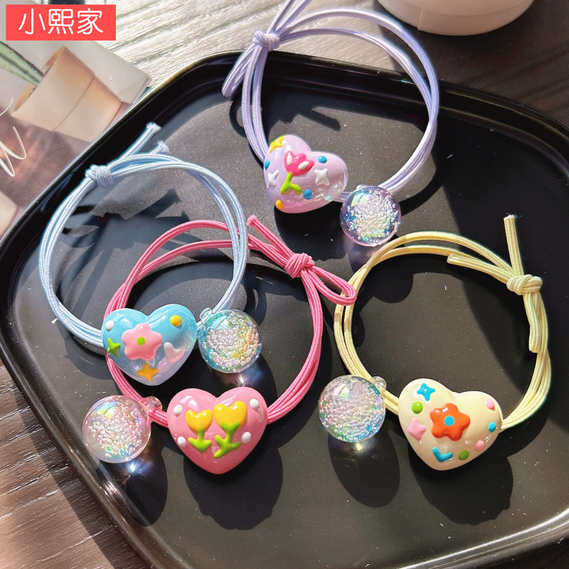 弹力好可爱耐用花朵爱心皮筋马尾发圈儿童发饰宝宝发绳女童丸子头