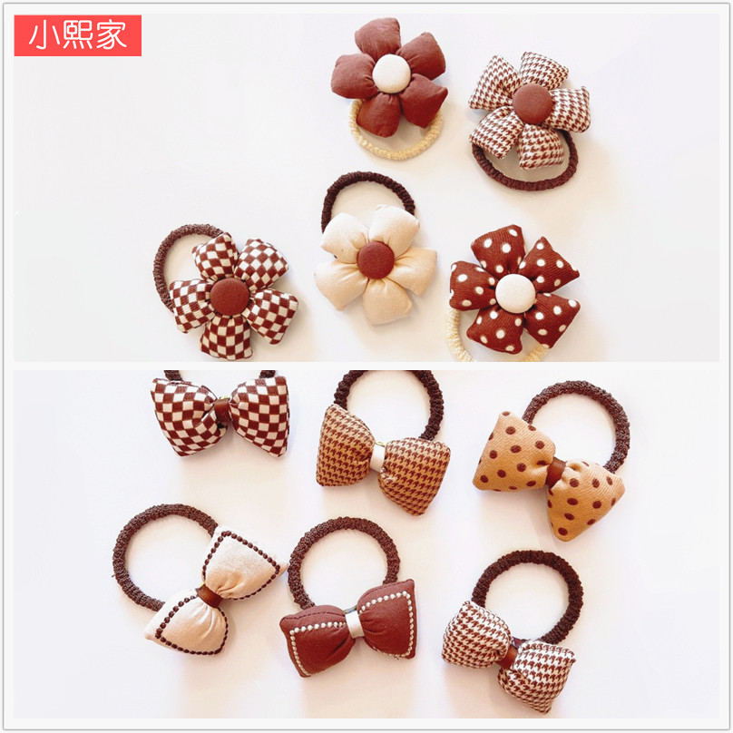 秋冬蝴蝶结皮筋花朵发绳女童头饰