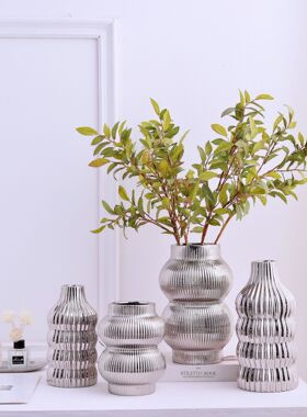 INS轻奢金银色简约几何抽象艺术陶瓷花瓶花器家居装饰摆件小满明