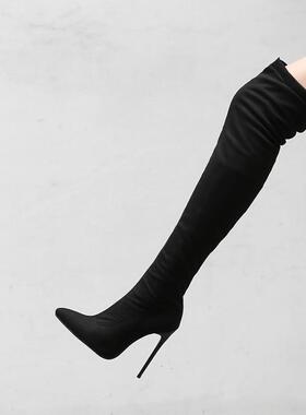 新款12cm高跟过膝长靴大码靴子40-43 44 454647 48大