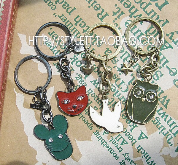 饰品钥匙扣合金小动物挂件复古
