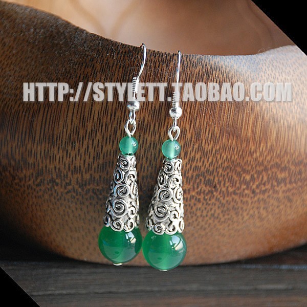 手工汉服配饰古代民族风耳坠玛瑙