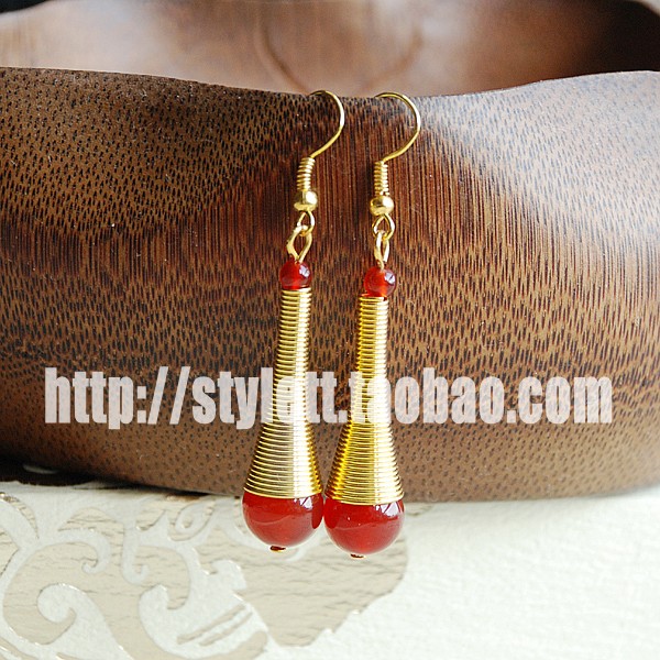 手工新娘旗袍古典金色婚礼耳坠