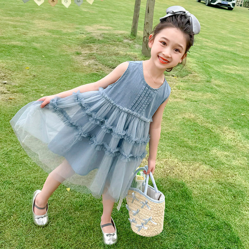 女童2026新款夏季韩版女宝宝牛仔蛋糕裙背心连衣裙网红公主裙童装