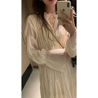 Ретро мегафон, дизайнерское платье, длинная юбка, французский ретро стиль, V-образный вырез, тренд сезона