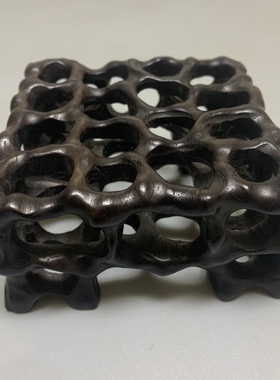 珍藏紫光檀木镂空珠宝玉石底座手工雕刻花托花托底坐古玩玉器底座