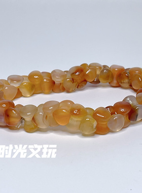 天然玛瑙手串男女款冰透黄玉髓原石水晶玉石单圈圆珠子学生盘玩骨