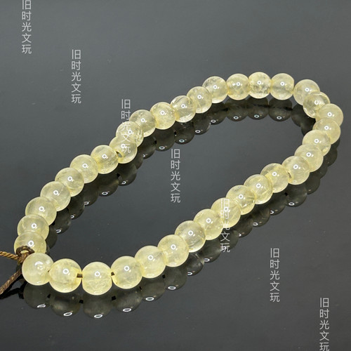 尼泊尔古玩手工大孔天然白水晶圆珠古珠念珠项链35颗手串珠配饰