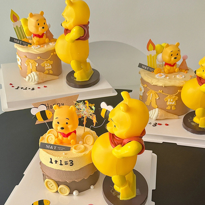 网红大肚子熊蛋糕装饰 可爱准妈妈孕妇孕妈妈大肚熊蛋糕摆件插件