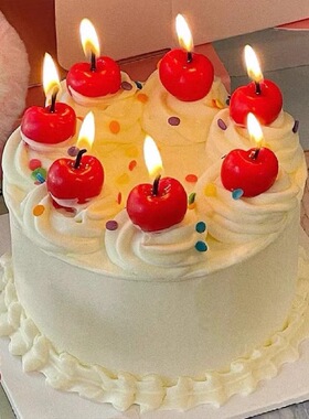 韩式复古蛋糕装饰摆件创意立体水果樱桃车厘子造型蜡烛生日插件