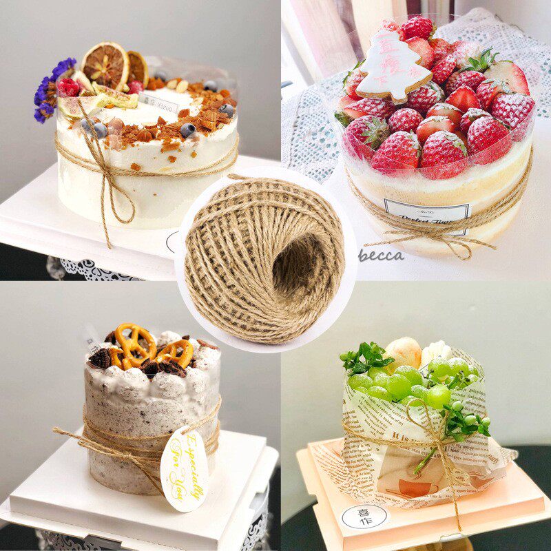 烘焙蛋糕围边装饰捆绑复古花瓶手工缠绕diy细麻绳线编织绳子丝带