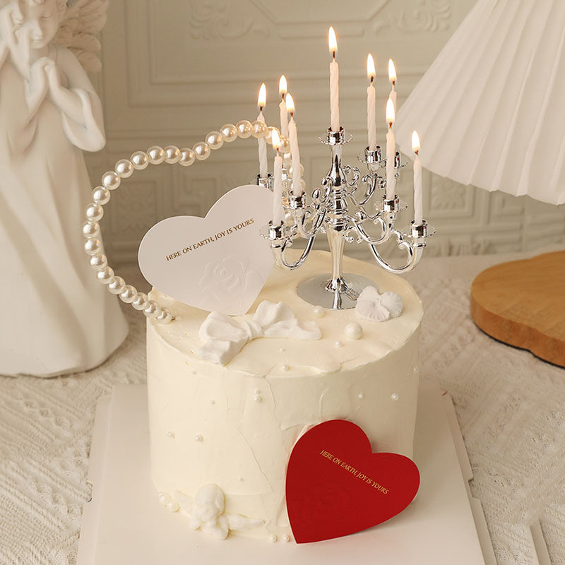 网红新款镜子蛋糕装饰摆件情人节镜面爱心镜子里是我最爱的人插件