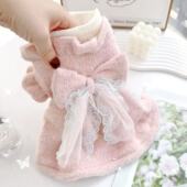 狗狗冬天母狗公主裙泰迪比熊小型犬宠物加绒保暖甜美蝴蝶结连衣裙