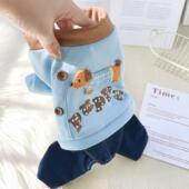 泰迪狗狗冬天四脚衣贵宾比熊小型犬宠物秋冬加绒保暖棉衣卡通卫衣