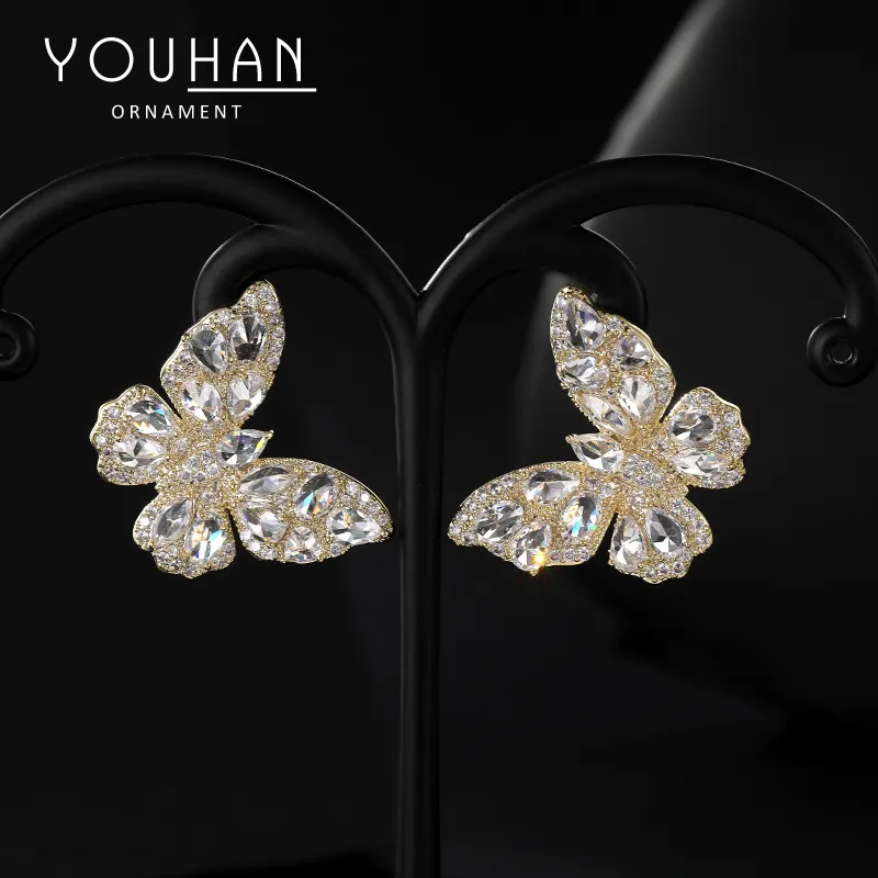 跨境欧美耳环重工高级感彩色锆石耳饰女大气S925银针立体蝴蝶耳钉,饰品/流行首饰/时尚饰品新,耳钉,淘宝优惠券,粉丝福利购,淘宝优惠卷