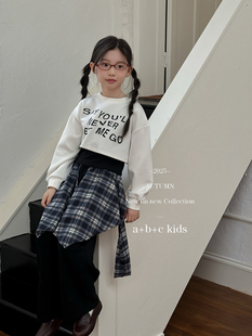 长袖 女童套装 时尚 新款 女宽松百搭字母卫衣背心两件套 上衣2025秋季