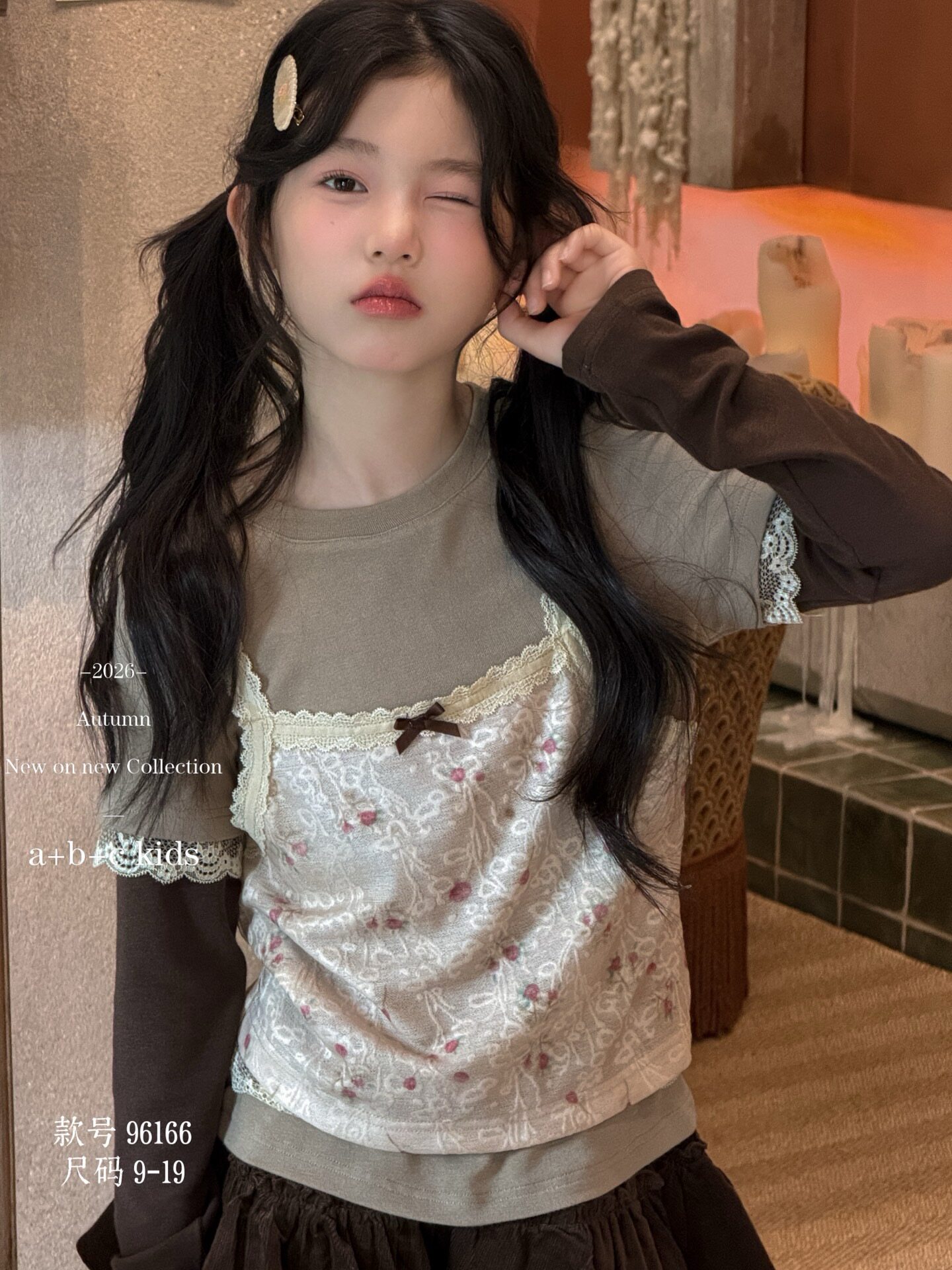 女童长袖T恤洋气童装秋季蕾丝拼接假两件上衣打底衫中大童秋装t韩图片
