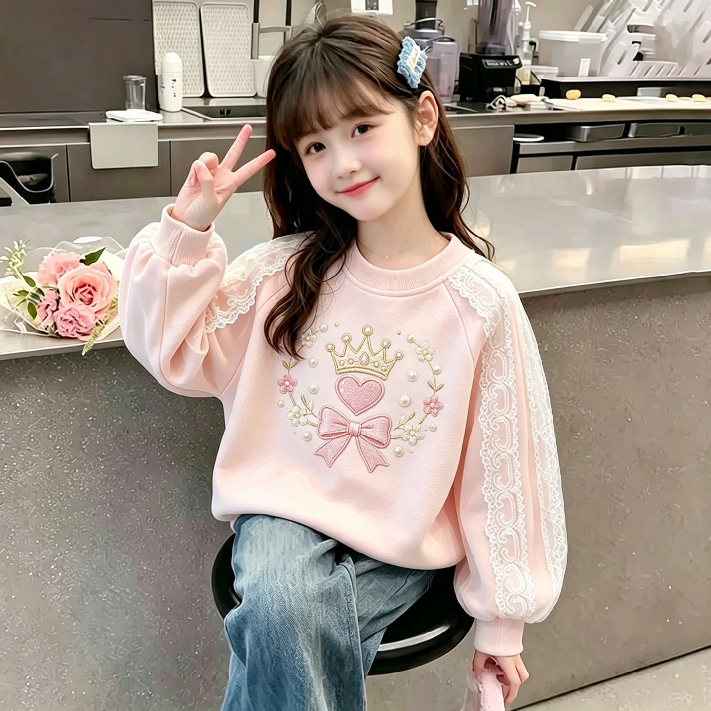 卫衣女童春秋季2026新款洋气儿童百搭上衣秋装宝宝卡通可爱衣服潮