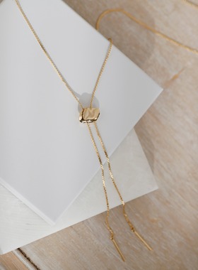 ANEMONEY字长项链金豆豆毛衣链