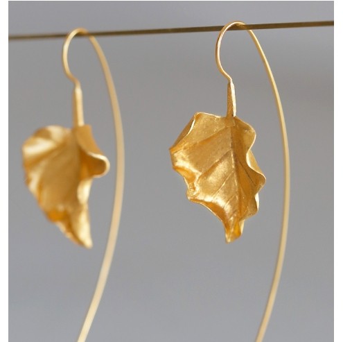 mimi33日系简约SV925银树叶耳环