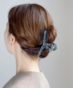 包邮 日本代购ANEMONE 日韩系简约气质丝绒抓夹马尾发夹发饰