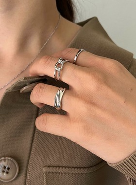 日本代购 GOLDY包拼邮日系戒指不规则金属扭结宽边细经典款三件套