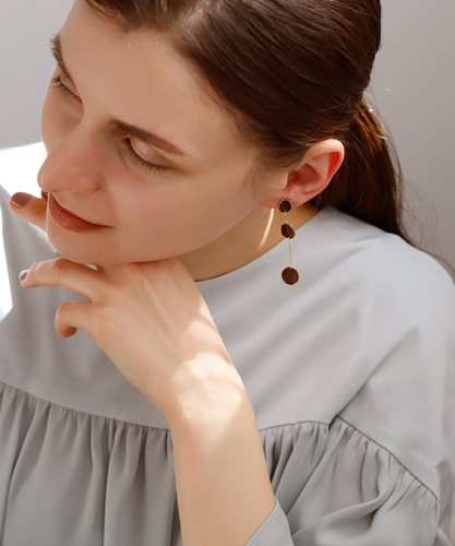 日系女大理石纹长款耳钉耳夹