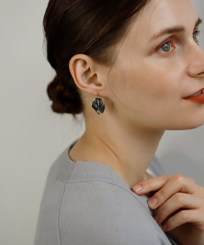 日系混合女双色耳钉耳夹