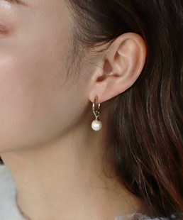 包拼邮 日本代购 ANEMONE 日系耳钉棉珍珠 2WAY 环状个性百搭耳饰