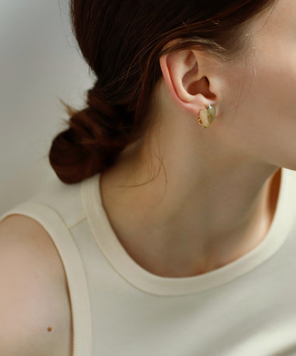 mimi33耳夹心形大理石轻奢时尚