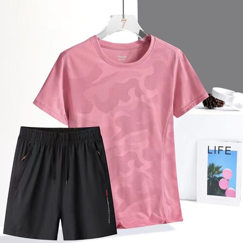 冰丝运动套装女夏季薄款2026年新款速干夏装休闲服短袖短裤两件套