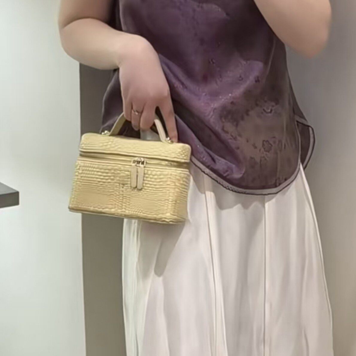 潮人坊拉菲草沙滩手提盒子包