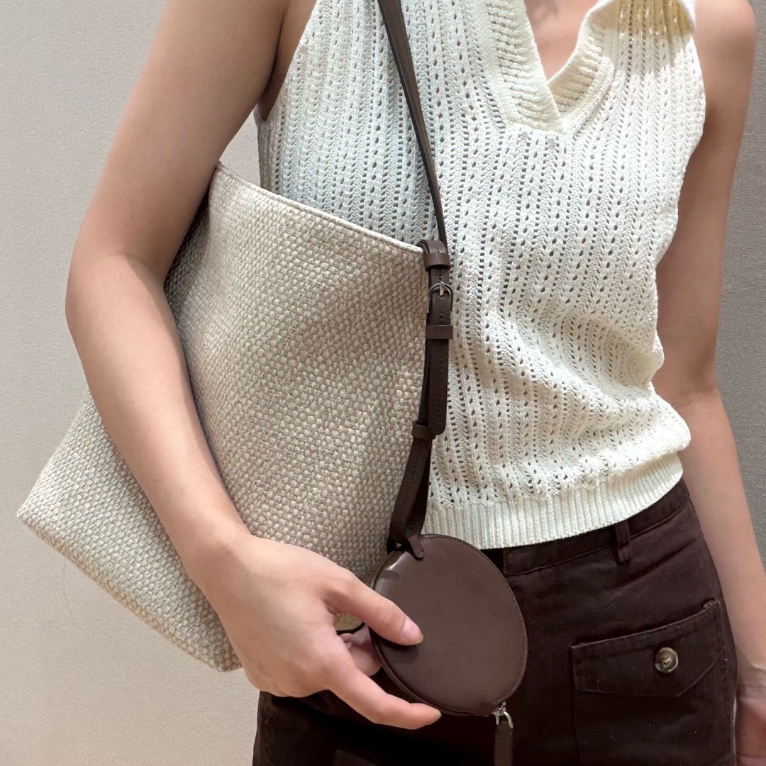 ParkTote棉麻拼马鞍皮水桶包