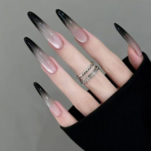暗黑尾蝶猫眼穿戴甲超长尖4cm细狗 2025新款纯欲高级感美指甲贴片