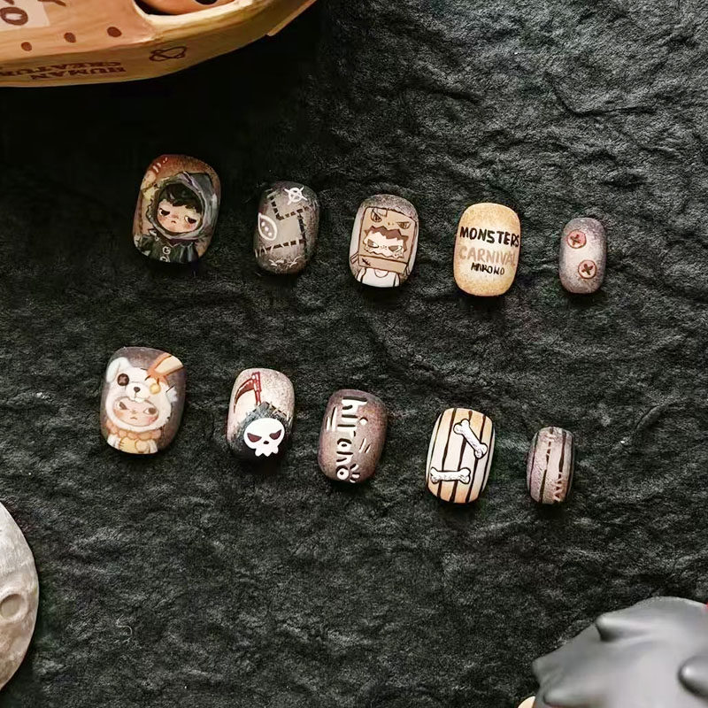 泡泡玛特小野磨砂穿戴甲可爱卡通小众设计暗黑新短款豆豆美甲贴片,彩妆/香水/美妆工具,穿戴甲/甲片,淘宝优惠券,粉丝福利购,淘宝优惠卷