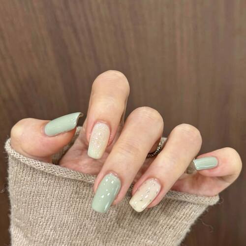 茉莉奶绿穿戴甲奶白奶绿