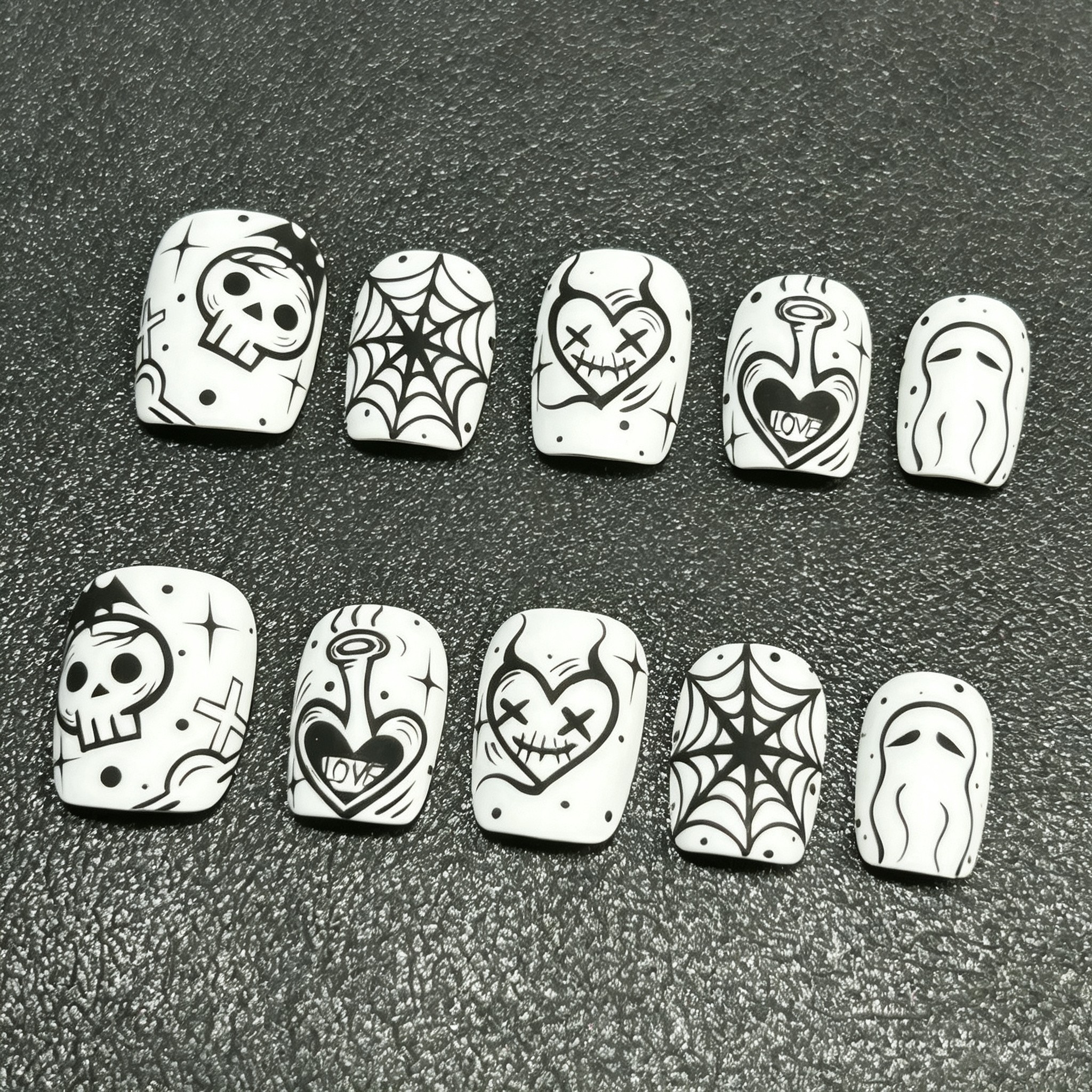 暗黑涂鸦穿戴甲黑白骷髅