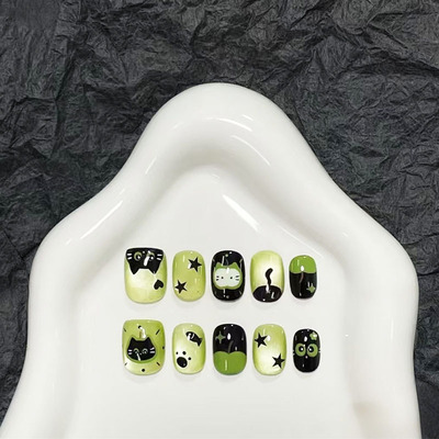 青苹喵喵猫眼穿戴甲可爱卡通