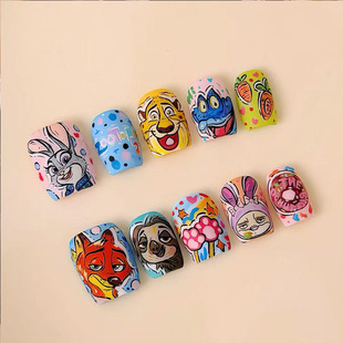 疯狂动物城2穿戴甲多巴胺可爱卡通动漫展新爆短款 节日美指甲贴片