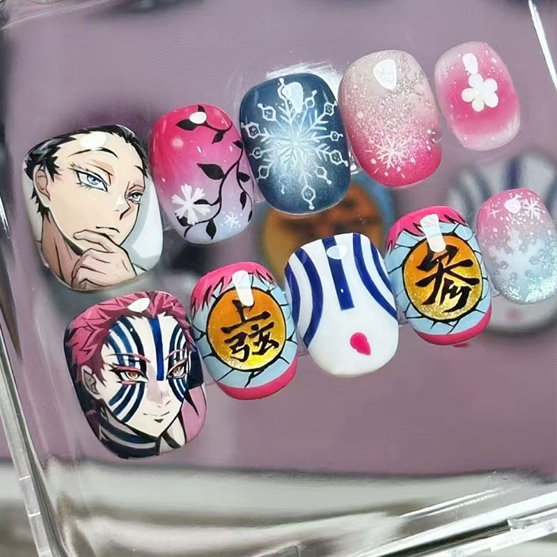 鬼灭之刃猗窝座穿戴甲动漫展时尚个性小众设计新短款豆豆美甲贴片,彩妆/香水/美妆工具,穿戴甲/甲片,淘宝优惠券,粉丝福利购,淘宝优惠卷