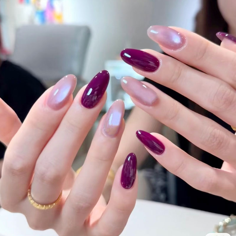 富家千金风高贵紫跳色猫眼穿戴甲