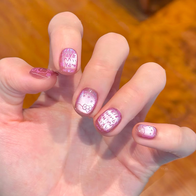 淡雅紫色kt猫猫眼穿戴甲清新简约可爱甜美少女新短款 ins美甲贴片,彩妆/香水/美妆工具,穿戴甲/甲片,淘宝优惠券,粉丝福利购,淘宝优惠卷