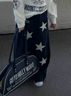 男女宝松紧美式星星长裤运动裤潮