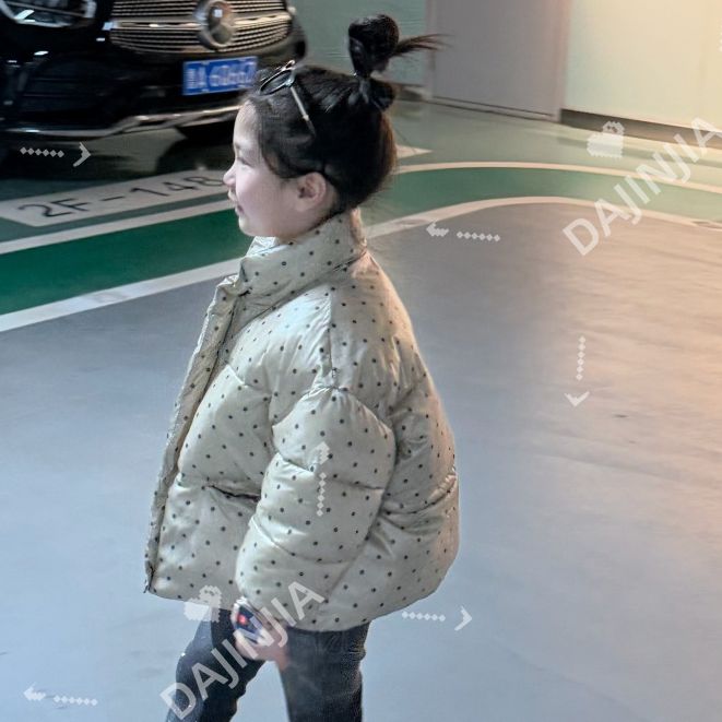 25冬季新款女宝宝波点亮面夹棉加厚棉衣复古韩系棉服